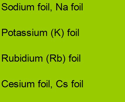 Rubidium foil , Cesium foil